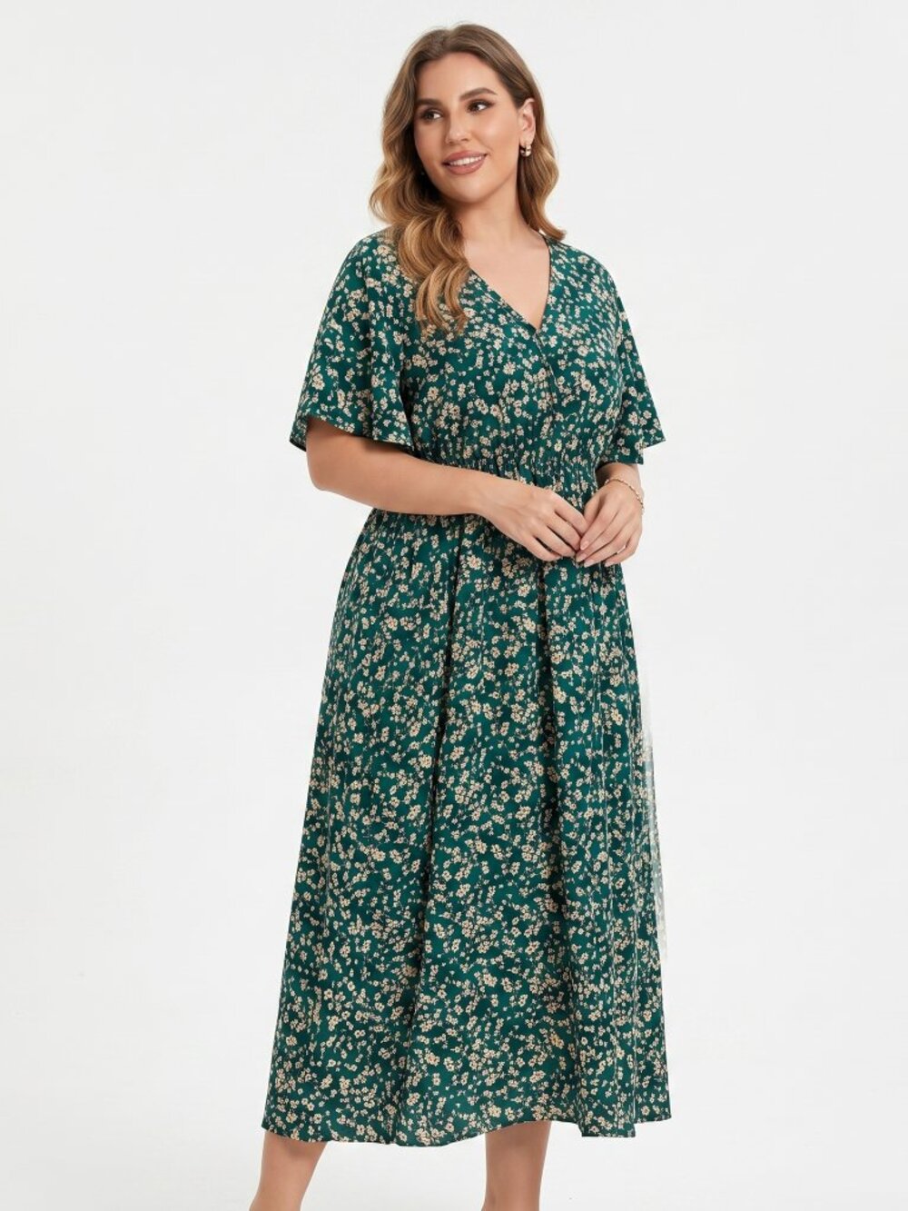 *SHEIN Curve Green Floral Maxi Dress - Picture 1 of 7